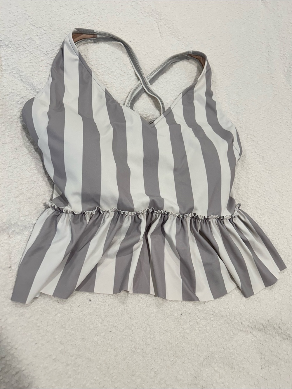 Kortni Jeane Gray & White Striped Swim Camisole